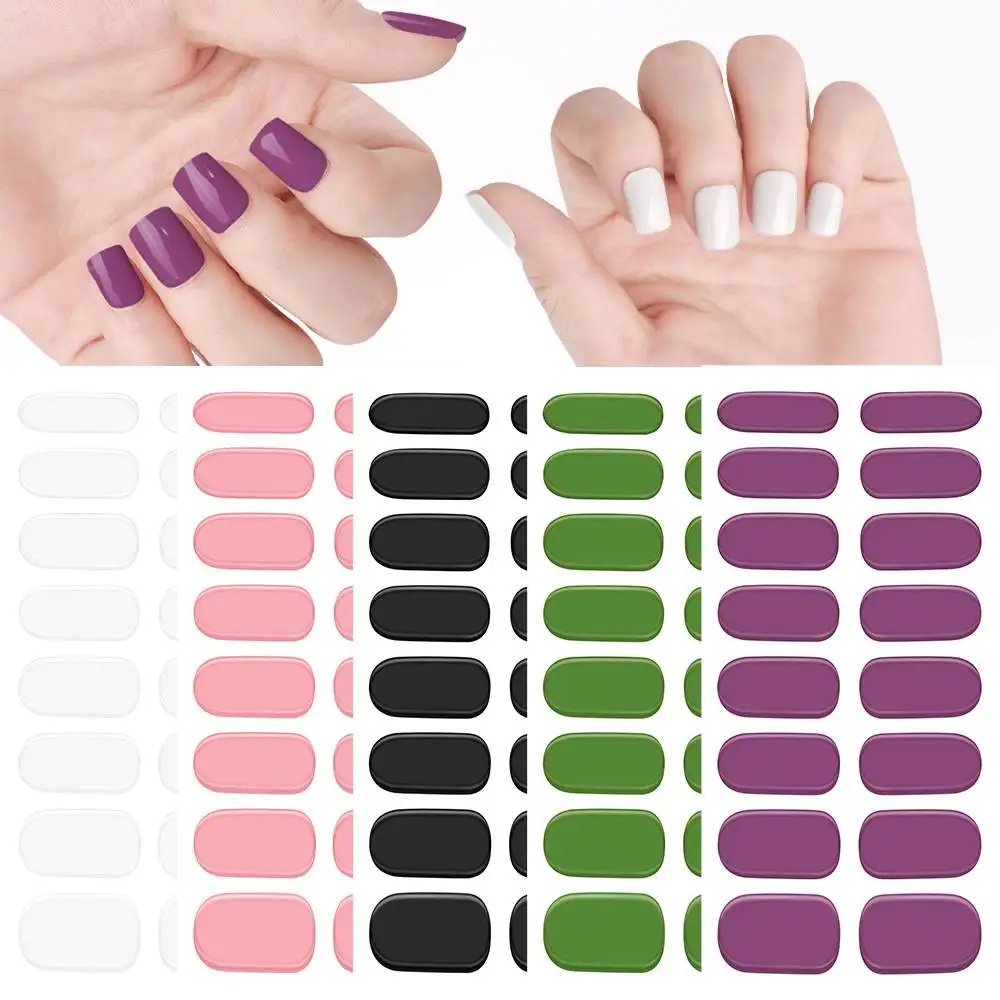16Tips 5D Full Cover Nail Stickers UV Semi-Cured Gel Nail Wraps Sticker Fashion Nail Polish Nail Art Sticker Extension Patch
