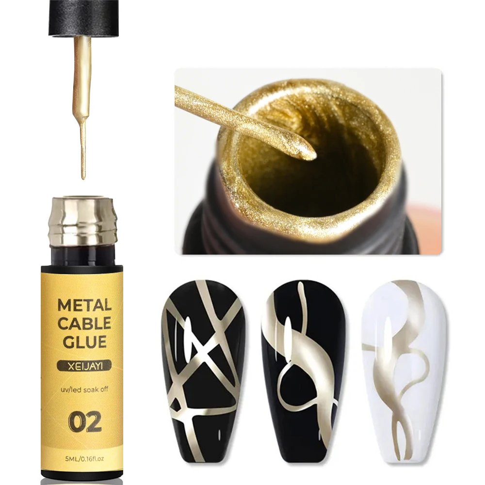 5/7/8ml Super-Bright Metallic Painting Liner Gel Polish Silver/Gold/Rose Mirror Gel Nail Polish Semi Permanent UV Nail Art Verni