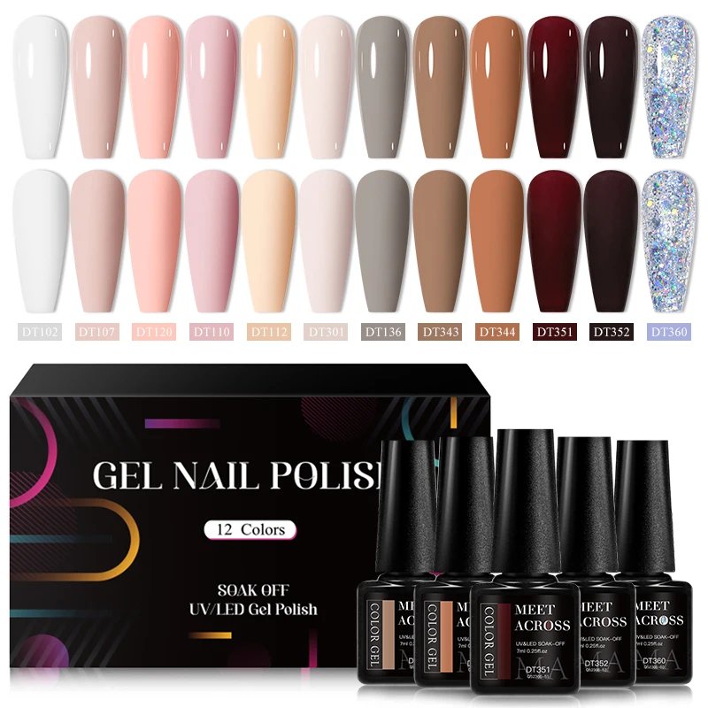 MEET ACROSS 12Pcs/Set 7ml Macaron Gel Nail Polish With Box Semi Permanent UV Gel Soak Off Nail Art Kit Varnish For Manicure MEET ACROSS 12Pcs/Set 7ml Macaron Gel Nail Polish With Box Semi Permanent UV Gel Soak Off Nail Art Kit Varnish For Manicure