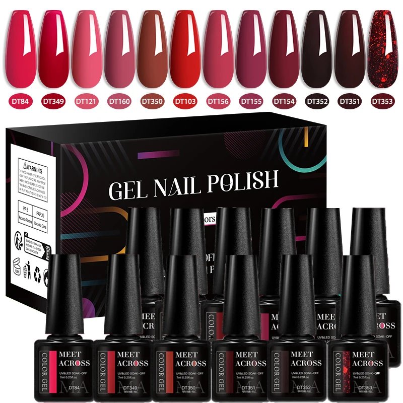 MEET ACROSS 12Pcs/Set 7ml Macaron Gel Nail Polish With Box Semi Permanent UV Gel Soak Off Nail Art Kit Varnish For Manicure MEET ACROSS 12Pcs/Set 7ml Macaron Gel Nail Polish With Box Semi Permanent UV Gel Soak Off Nail Art Kit Varnish For Manicure