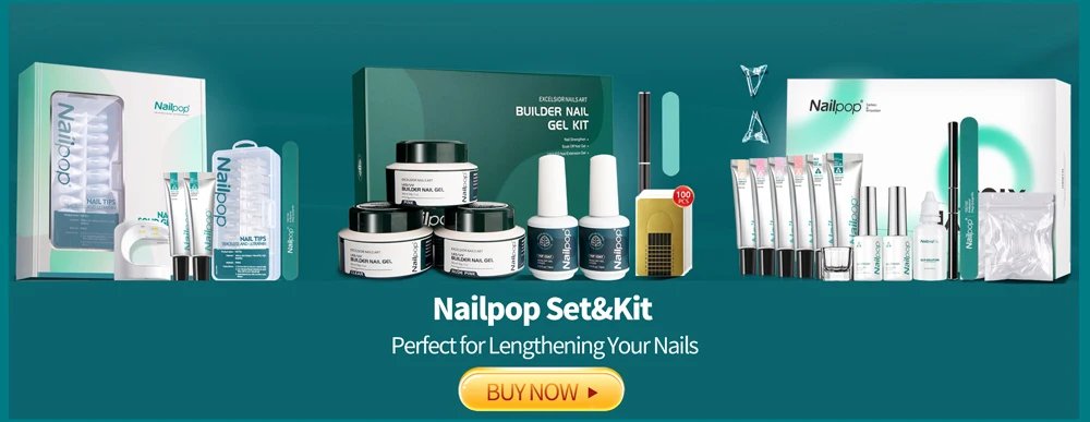 Nailpop Poly Nail Extension Gel Kit 6 Colors Pink White Nude Tips Gel Clear Nail Art Kit with Brush and Slip Solution Nail Salon