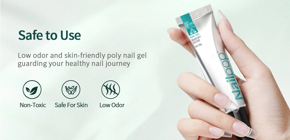 Nailpop Poly Nail Extension Gel Kit 6 Colors Pink White Nude Tips Gel Clear Nail Art Kit with Brush and Slip Solution Nail Salon