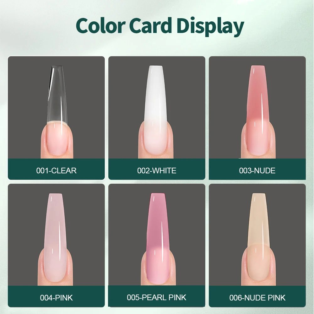 Nailpop Poly Nail Extension Gel Kit 6 Colors Pink White Nude Tips Gel Clear Nail Art Kit with Brush and Slip Solution Nail Salon