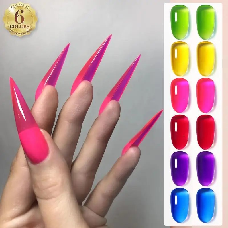 BORN PRETTY 7ml 6Pcs Soda Ice Jelly Gel Nail Polish Set Gorgeous Color Full Coverage Semi Permanent Varnish Soak Off UV Gel