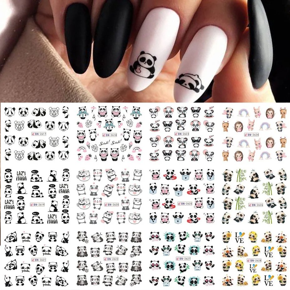 12 pcs Nail Sticker Set Summer Water Decal Nail Art Ink Flowers Leaves Graffiti Slider for Nail Decoration Foils Tattoo