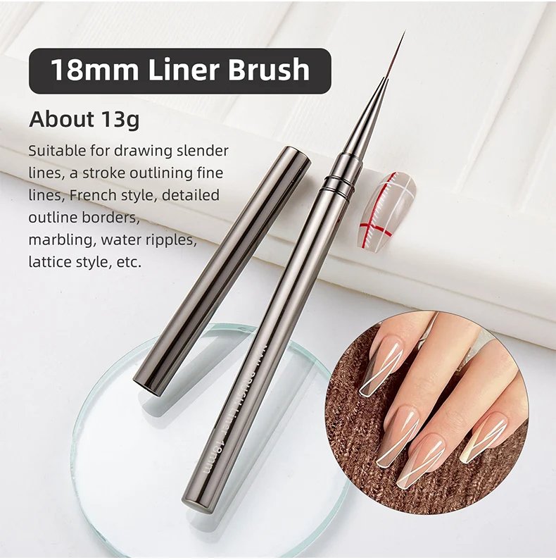 Nails Art Liner Brushes Elongated Lines Striping Drawing Painting 6/9/12/15/18/25mm Nail Design Pen Professional Manicure Tool Nails Art Liner Brushes Elongated Lines Striping Drawing Painting 6/9/12/15/18/25mm Nail Design Pen Professional Manicure Tool