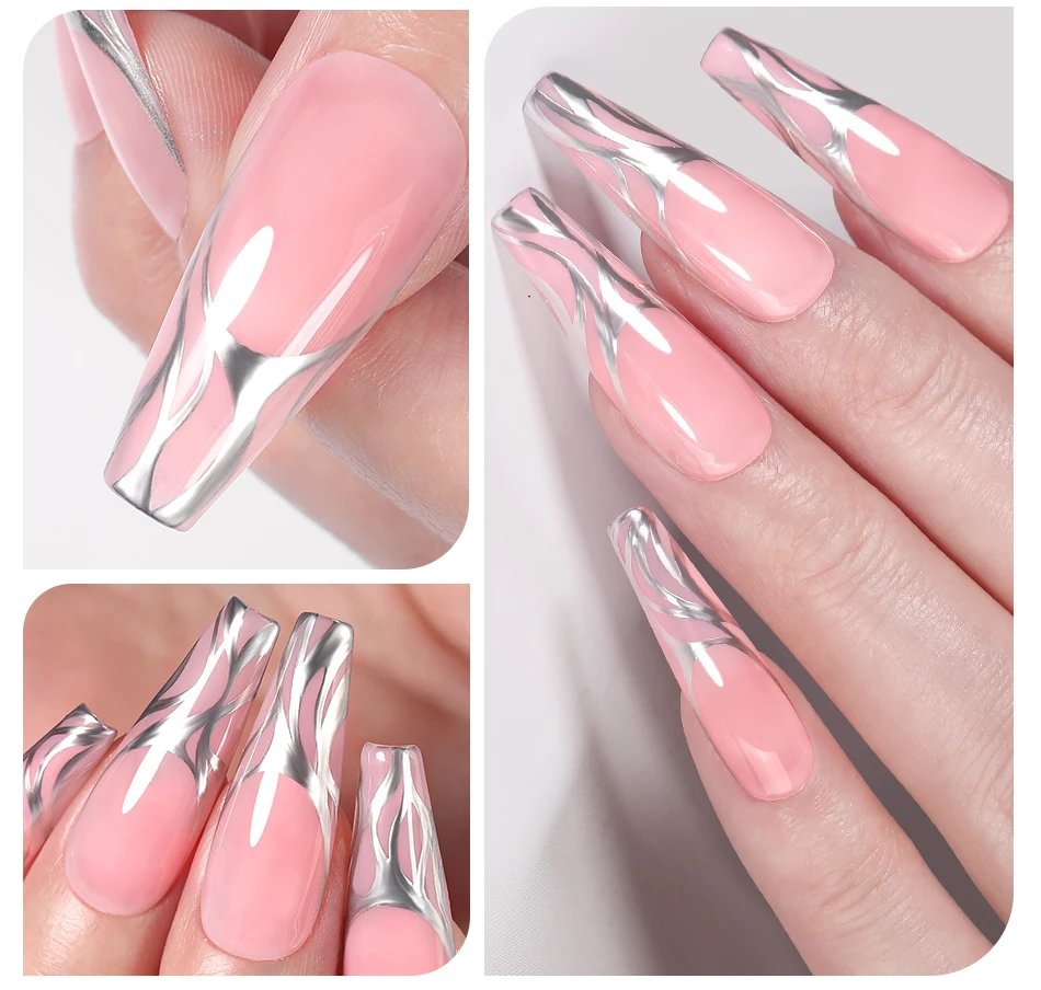 BORN PRETTY Sliver Metal Effect Line Flower Drawing Gel Soak Off Transparent Colors 5g Painting Gel Polish UV Nail Art Gel Varni