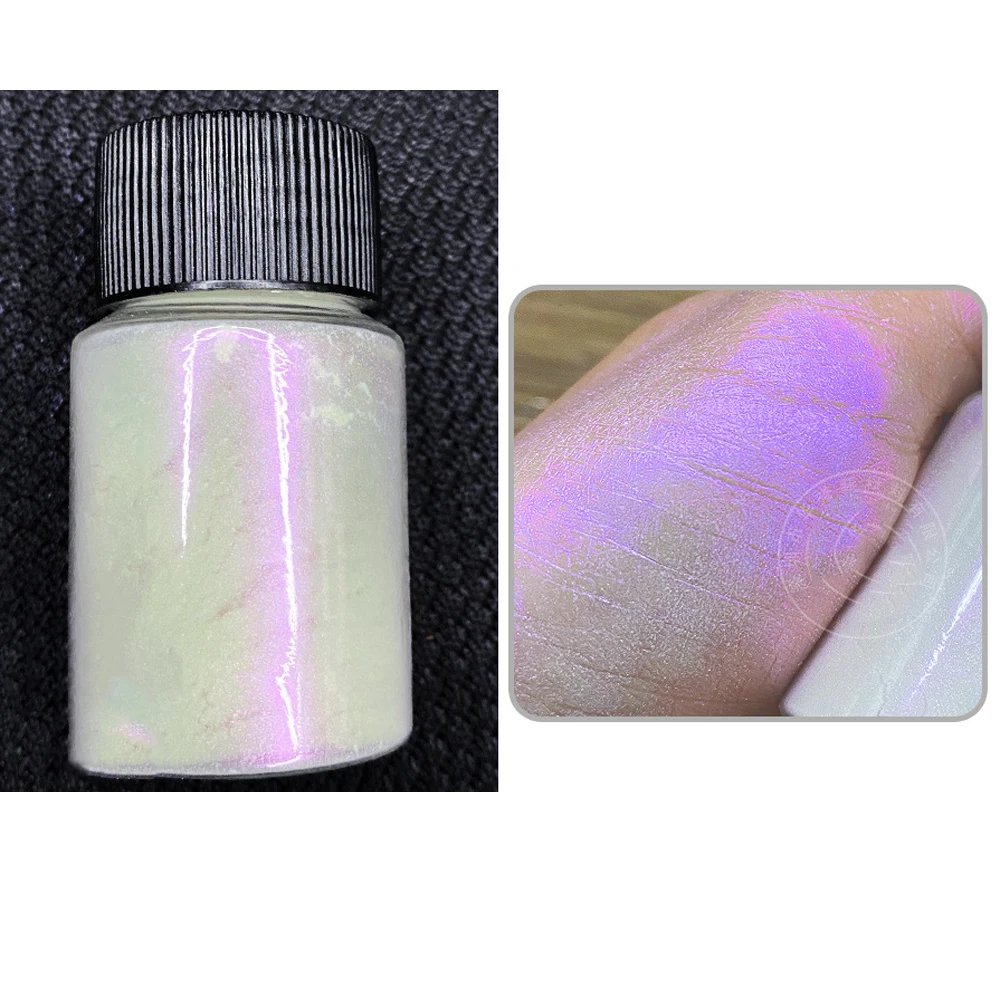 10g/Bottle Pearls White Nail Pigment Glitter Aurora Nail Powder Purple Chrome Glitter Pigment Dust UV Manicure Dip Powder