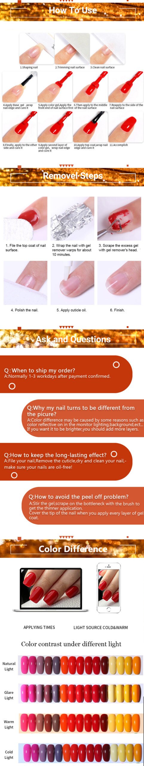 LILYCUTE 7ml Translucent Jelly Amber Gel Nail Polish Brown Coloured Varnish Gel Long Lasting Semi Permanent UV Nail Art Manicure