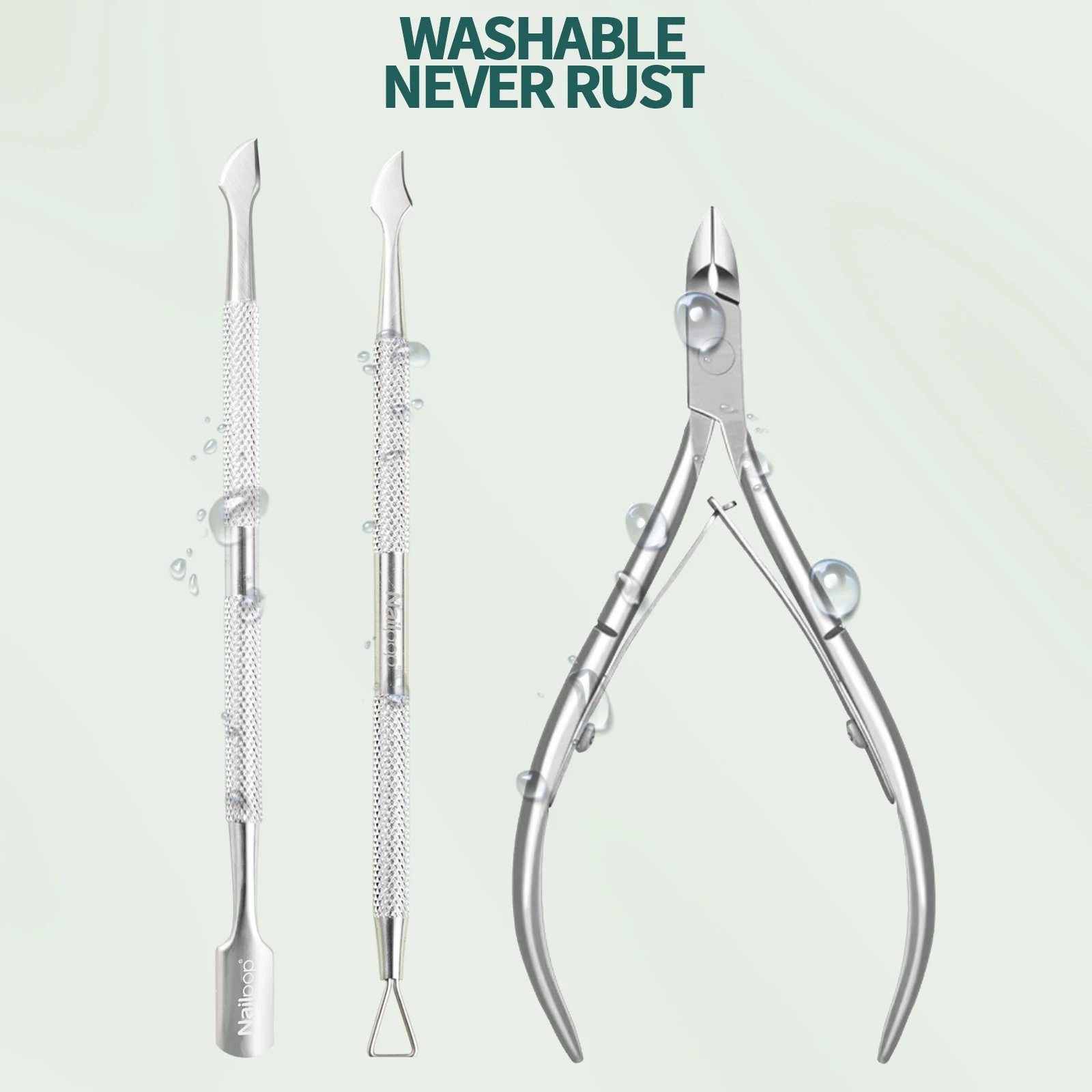 Nailpop Professional Stainless Steel Nail Cutter Scissor Nippers Function Cuticle Pusher Remover Manicure Nail Art Care Tool Kit