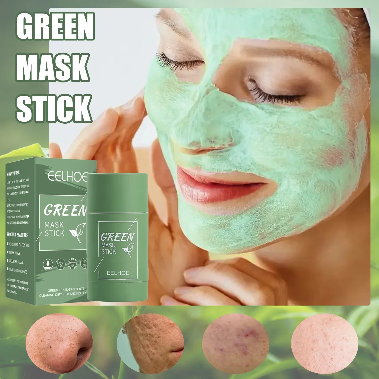 Hydrating Facial Mask Green Tea Cleanser Facial Mask Stick Facial Mask Shrinks Pores Deep Blackhead Facial Mask Cleanser