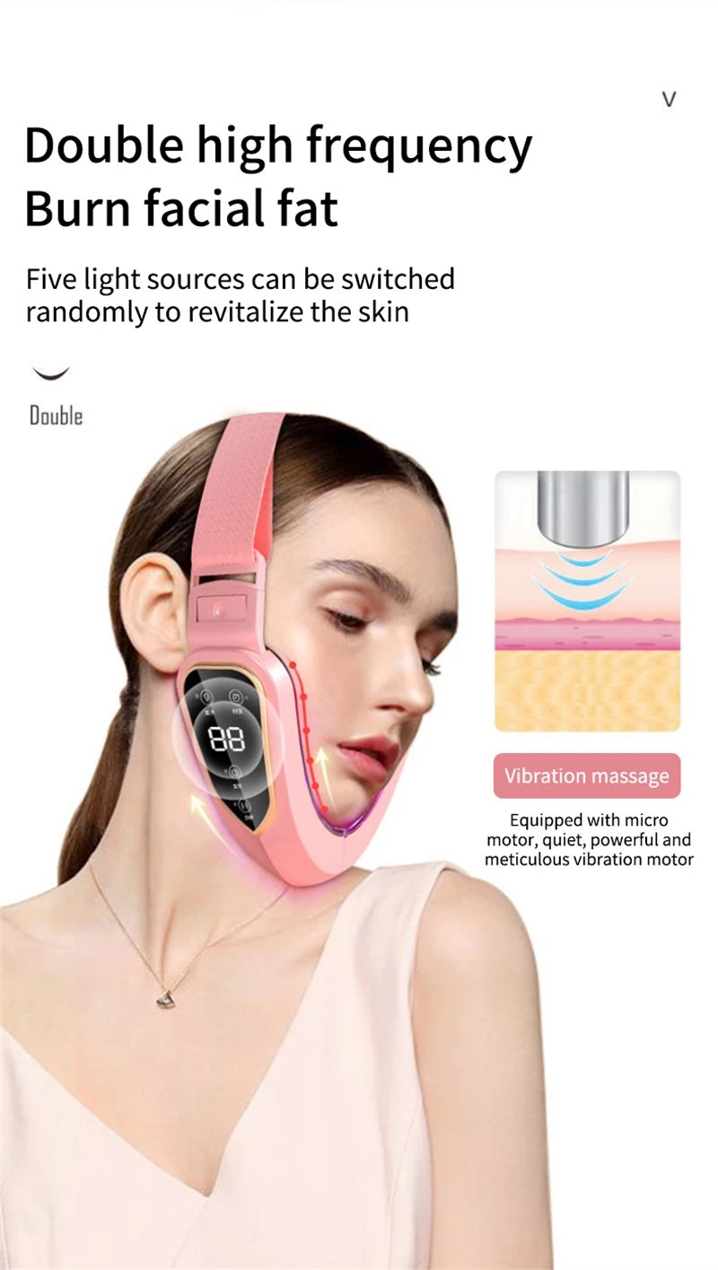 Facial Lifting Device LED Photon Therapy Facial Slimming Massager Double Chin V Face Shaped Cheek Lift Belt Machine