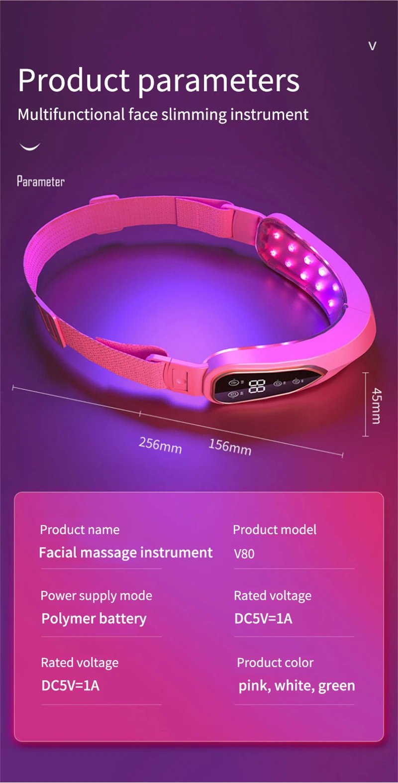 Facial Lifting Device LED Photon Therapy Facial Slimming Massager Double Chin V Face Shaped Cheek Lift Belt Machine