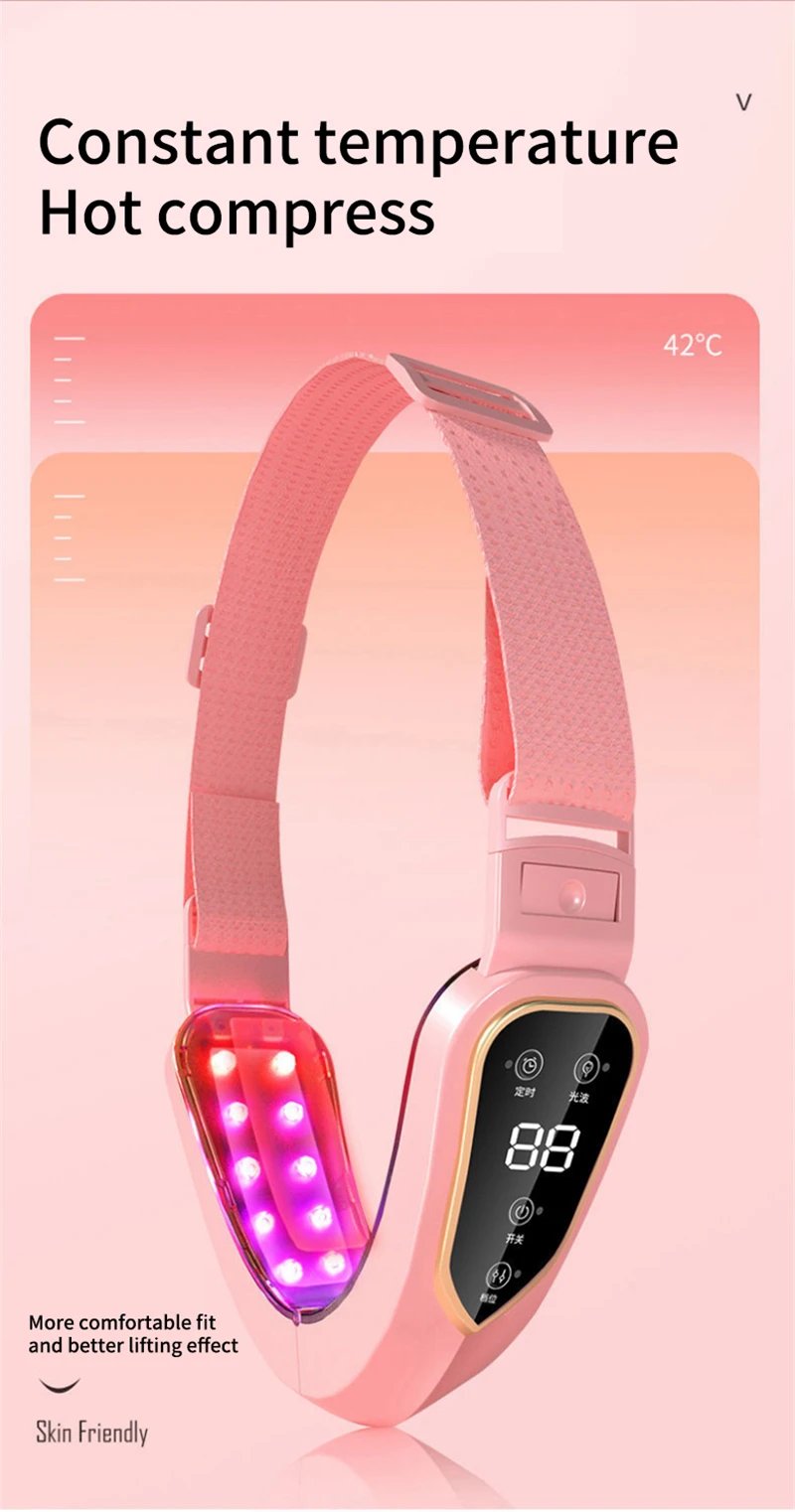 Facial Lifting Device LED Photon Therapy Facial Slimming Massager Double Chin V Face Shaped Cheek Lift Belt Machine