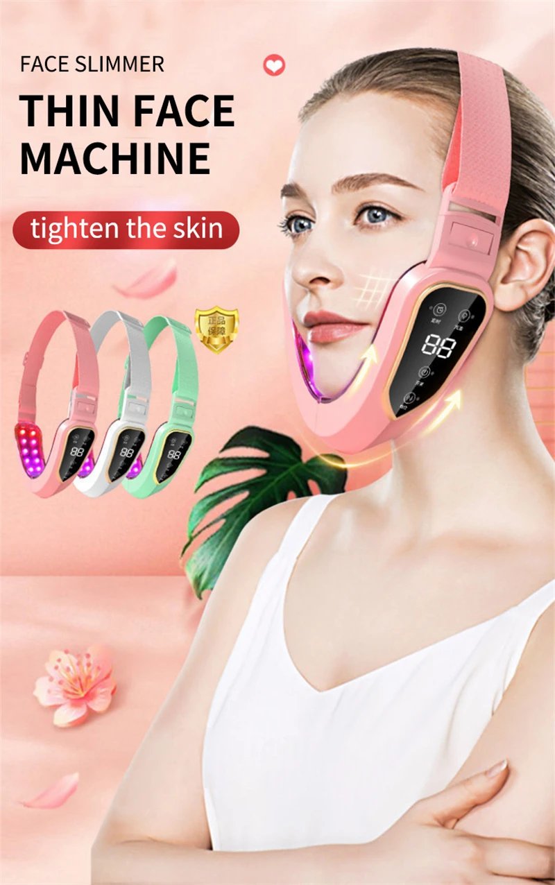 Facial Lifting Device LED Photon Therapy Facial Slimming Massager Double Chin V Face Shaped Cheek Lift Belt Machine