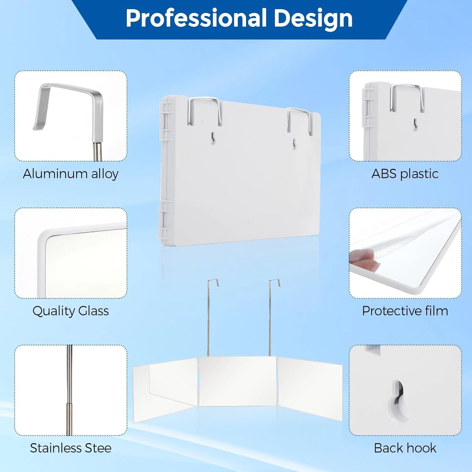 Retractable Adjustable Hanging Three Mirrors Makeup Folding Three Mirrors Three Fold Mirror Spot Portable Cosmetic