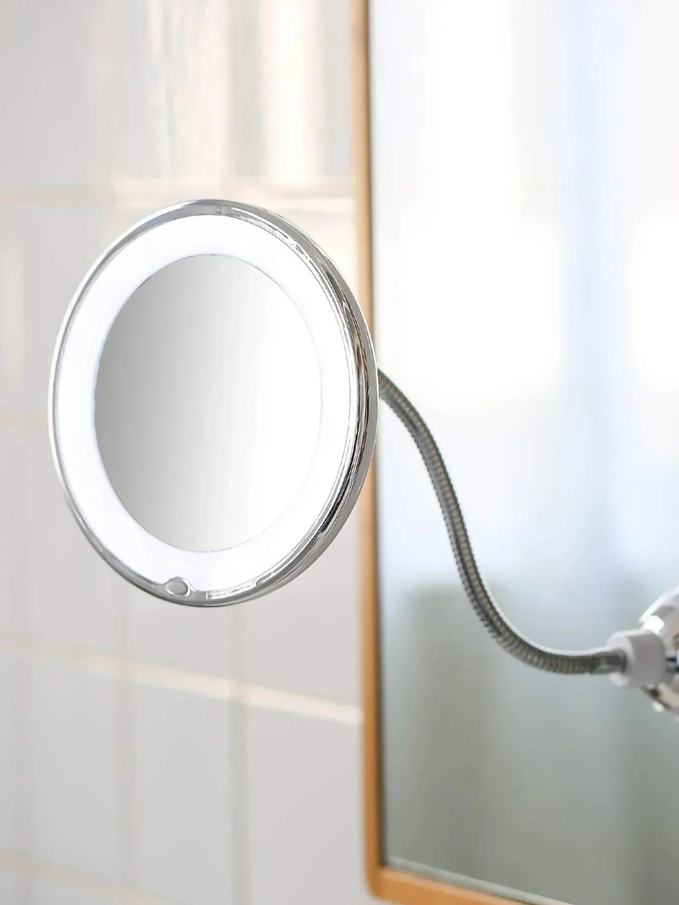 Flexible Makeup Mirror with LED Light 10X Magnifying Cosmetic Gooseneck with Suction Cup Diffused Light 360 Degree Swivel Flexible Makeup Mirror with LED Light 10X Magnifying Cosmetic Gooseneck with Suction Cup Diffused Light 360 Degree Swivel