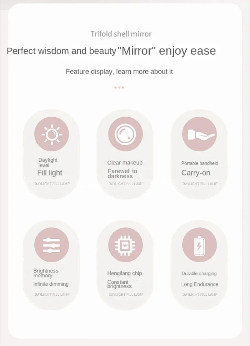 Mini LED Light makeup mirror Foldable compact mirror With luminous circle Portable USB handheld makeup mirror