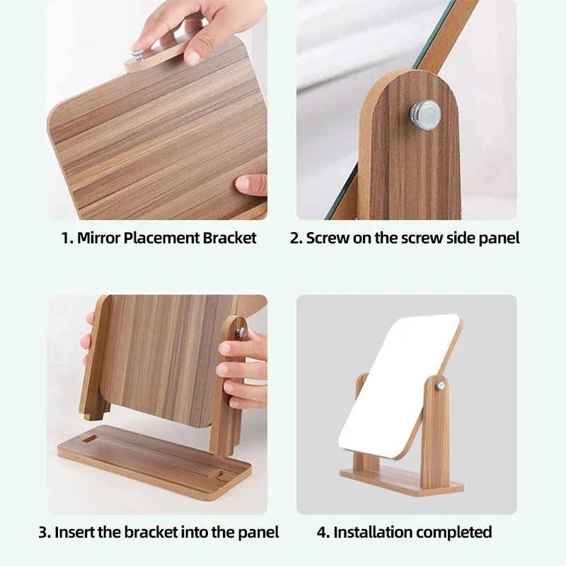 Dresser Vanity Mirror with Natural Wood Stand, 1x 360 Degree Rotating Magnifying Mirror, Portable Table Countertop Mirror Bathr Dresser Vanity Mirror with Natural Wood Stand, 1x 360 Degree Rotating Magnifying Mirror, Portable Table Countertop Mirror Bathr