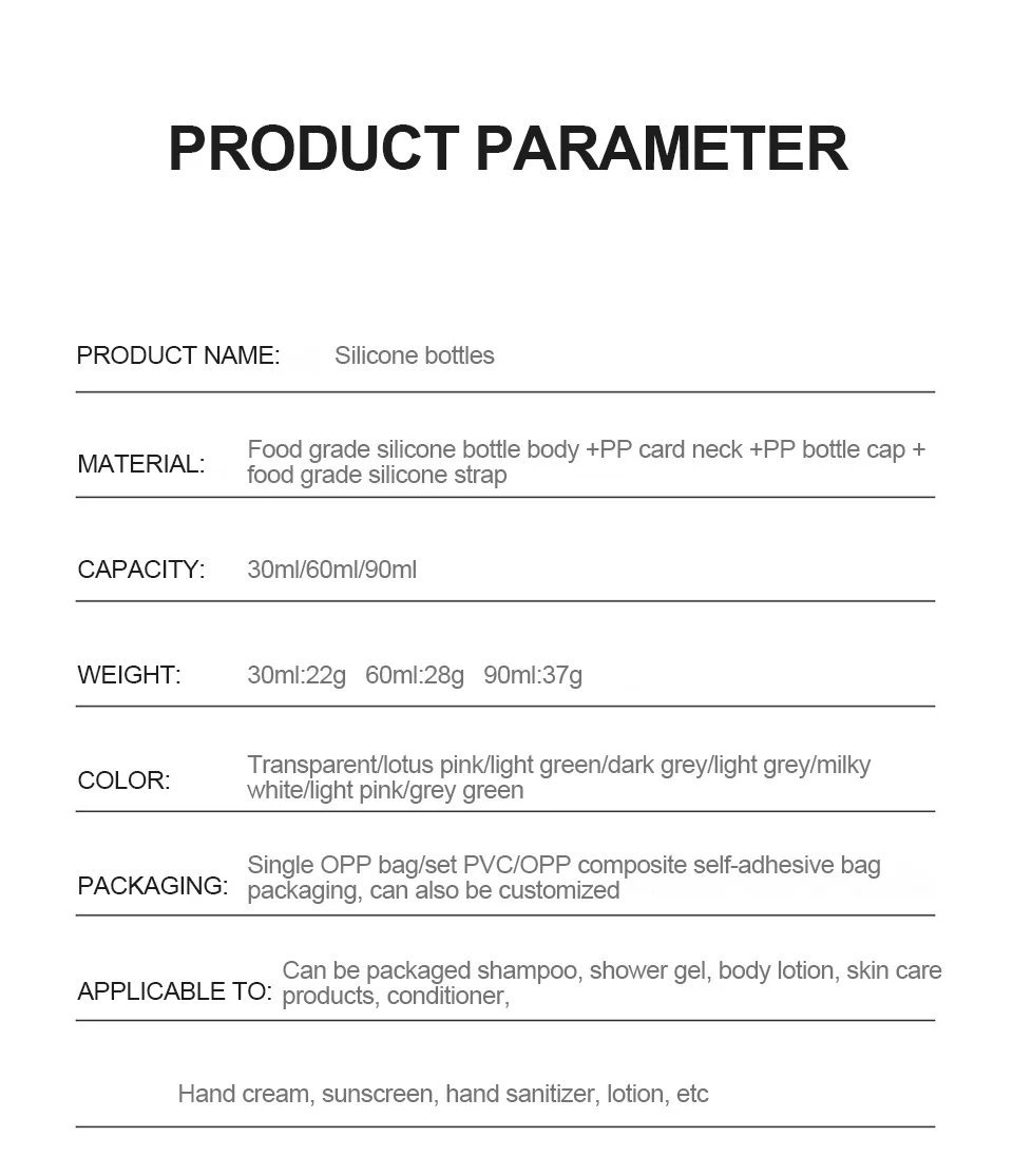 30/60/90ml Portable Silicone Travel Bottle Liquid Refillable Lotion Bottle Leakproof Shampoo Container Squeeze Tube Empty Bottle