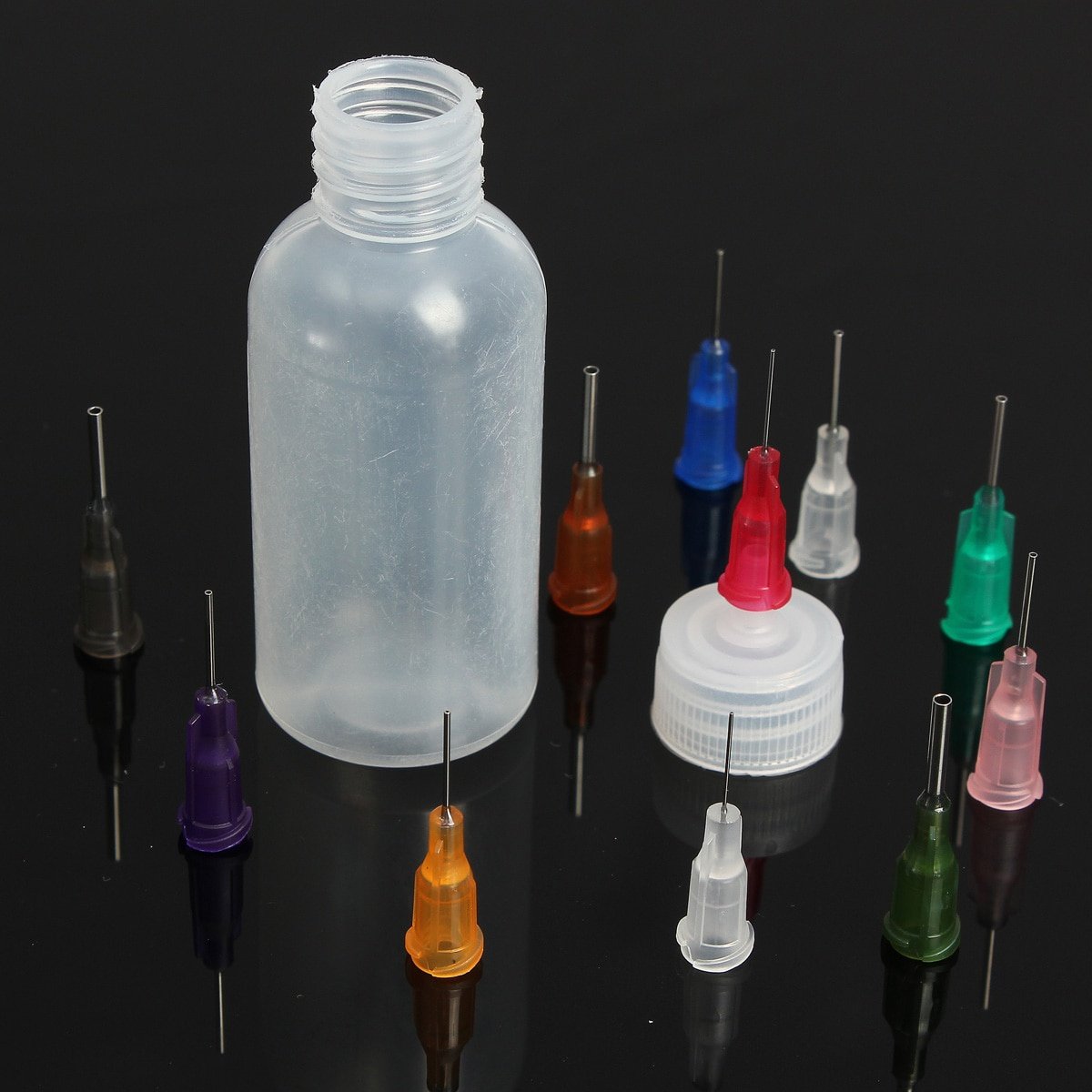 30ml/50ml Transparent Polyethylene Needle Dispenser Dispensing Bottle for Rosin Solder Flux Paste + 11 Needles Tools