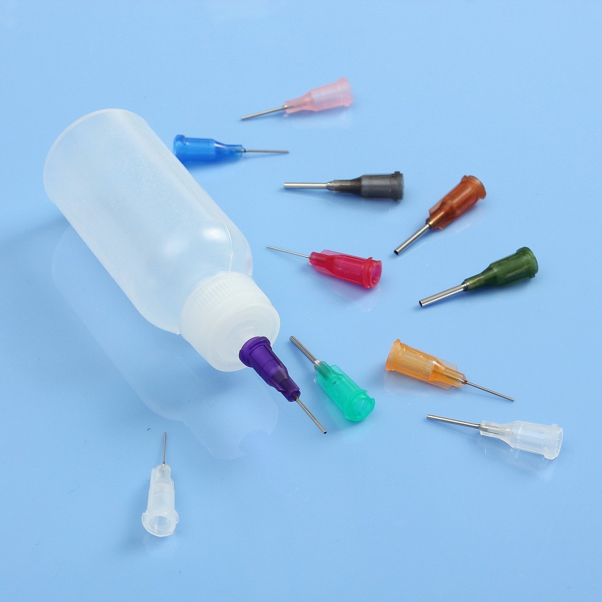 30ml/50ml Transparent Polyethylene Needle Dispenser Dispensing Bottle for Rosin Solder Flux Paste + 11 Needles Tools