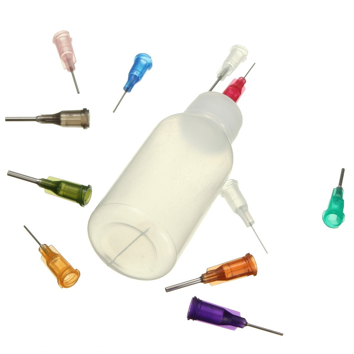 30ml/50ml Transparent Polyethylene Needle Dispenser Dispensing Bottle for Rosin Solder Flux Paste + 11 Needles Tools