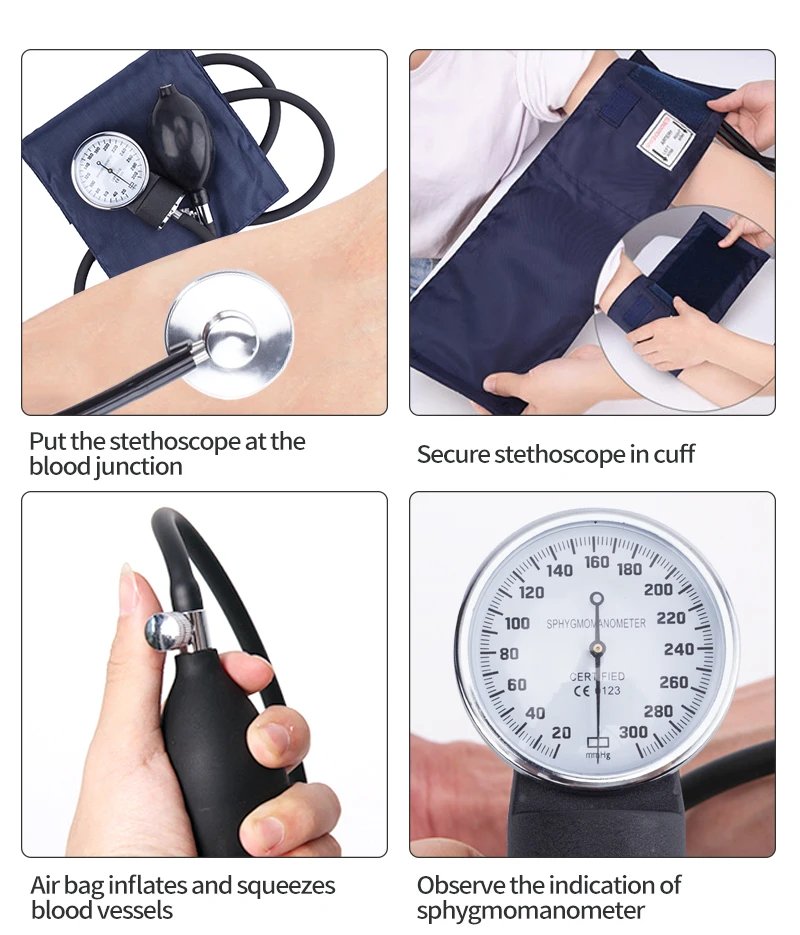 Manual Blood Pressure Monitor Diastolic Sphygmomanometer Medical Doctor Stethoscope Sphygmomanometer Cuff Home Health Monitor