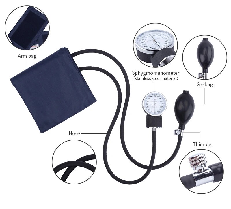 Manual Blood Pressure Monitor Diastolic Sphygmomanometer Medical Doctor Stethoscope Sphygmomanometer Cuff Home Health Monitor