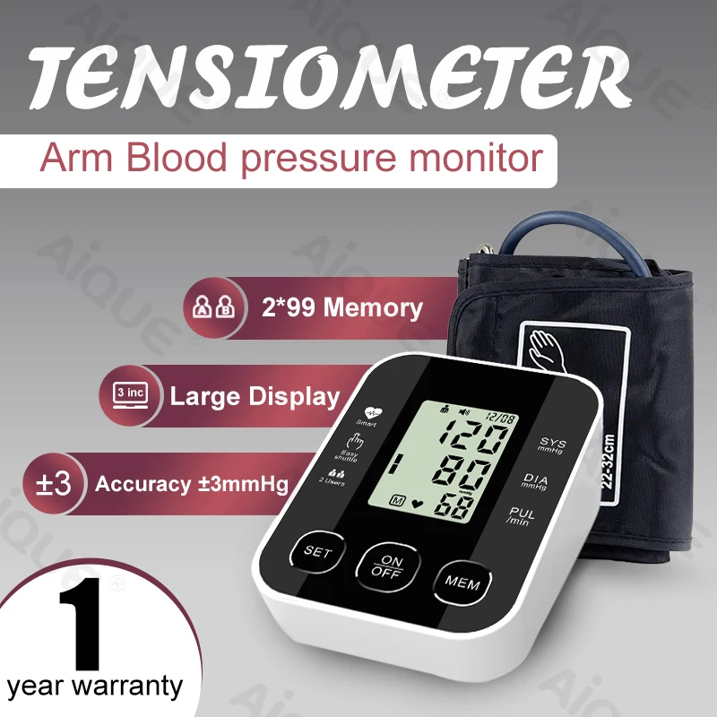 JUSTLANG Medical Arm Blood Pressure Monitor Digital Tensiometer Tonometer Baumanometer 22-32 CM Cuff Health Care for Adult JUSTLANG Medical Arm Blood Pressure Monitor Digital Tensiometer Tonometer Baumanometer 22-32 CM Cuff Health Care for Adult