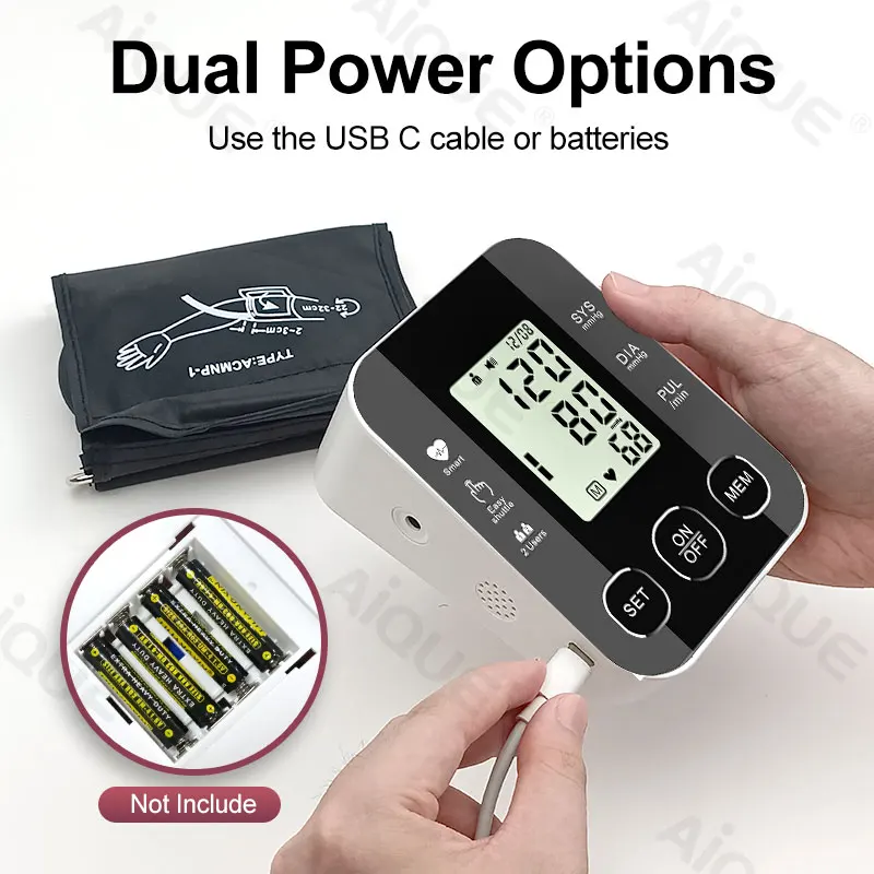 JUSTLANG Medical Arm Blood Pressure Monitor Digital Tensiometer Tonometer Baumanometer 22-32 CM Cuff Health Care for Adult JUSTLANG Medical Arm Blood Pressure Monitor Digital Tensiometer Tonometer Baumanometer 22-32 CM Cuff Health Care for Adult