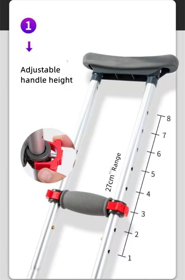 Aluminum Alloy Detachable Foldable Underarm Crutches Armpit Crutch Elderly Disabled Walking Stick Mobility Aid Walking Crutches