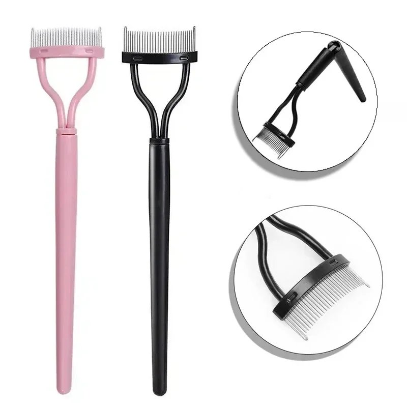 Eyelashs Brush Comb 1pc Eyelash Separator Metal Teeth Foldable Eye lash Curler Beauty Makeup Stainless Mascara Curl Make up Tool