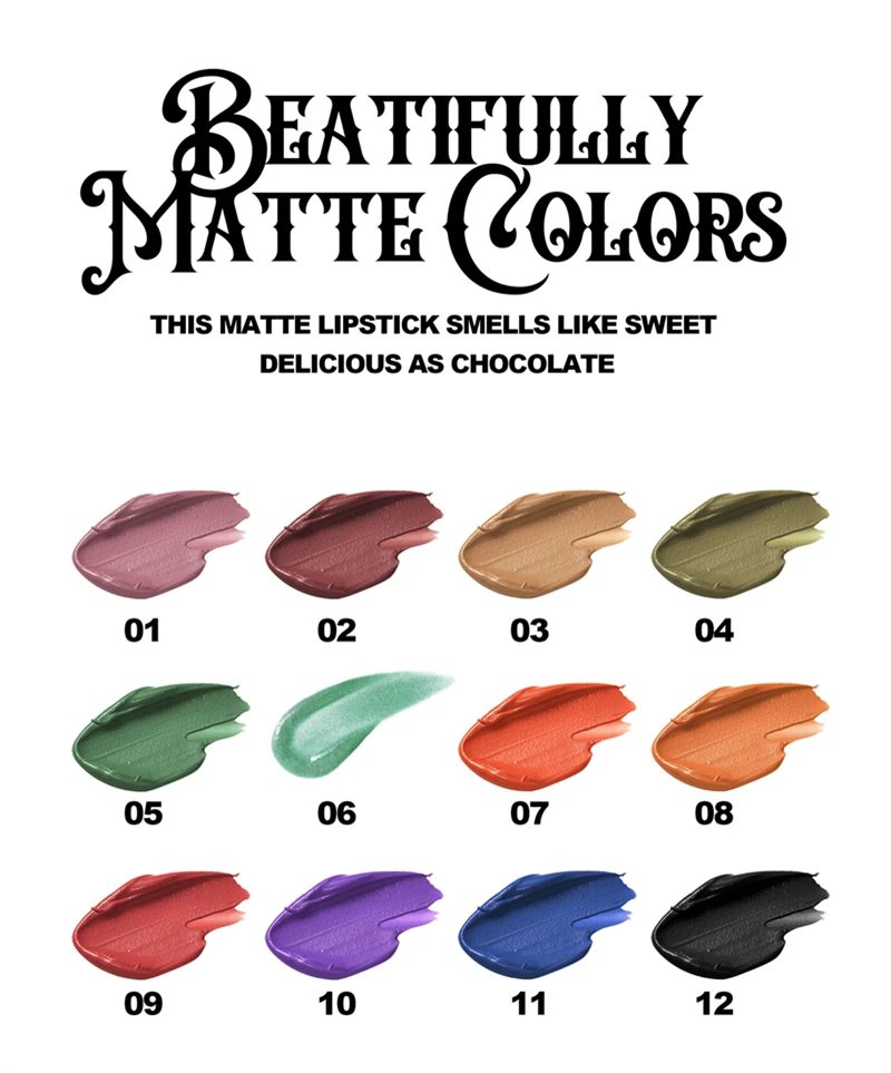 Black Green Purple Lipstick Christmas Halloween Lip Makeup Tint Moisturizing Waterproof Matte Lipstick Waterproof Lip Pigment