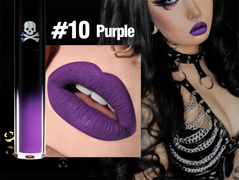 Black Green Purple Lipstick Christmas Halloween Lip Makeup Tint Moisturizing Waterproof Matte Lipstick Waterproof Lip Pigment