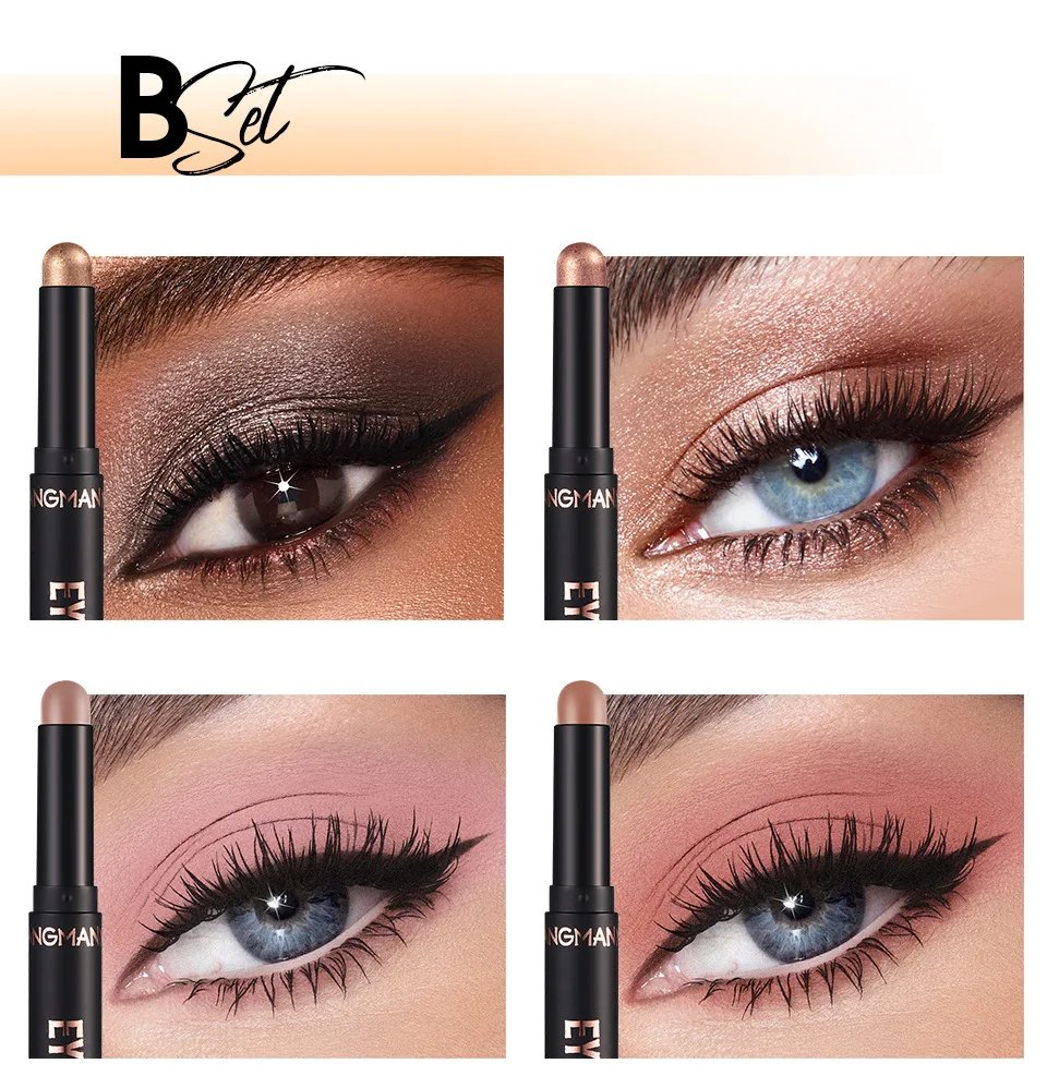 Smoky Dark Blue Eyeshadow Pencil Stick Waterproof Pearlescent 16 Colors Metallic Glitter Eye Shadow Highlighter Pen Makeup Tool