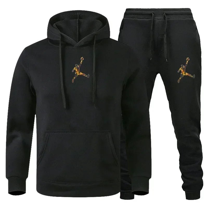 2024 autumn and winter men and women can pullover hoodie + jogging pants two-piece Set hip hop sportswear suit fashion trend 2024 autumn and winter men and women can pullover hoodie + jogging pants two-piece Set hip hop sportswear suit fashion trend