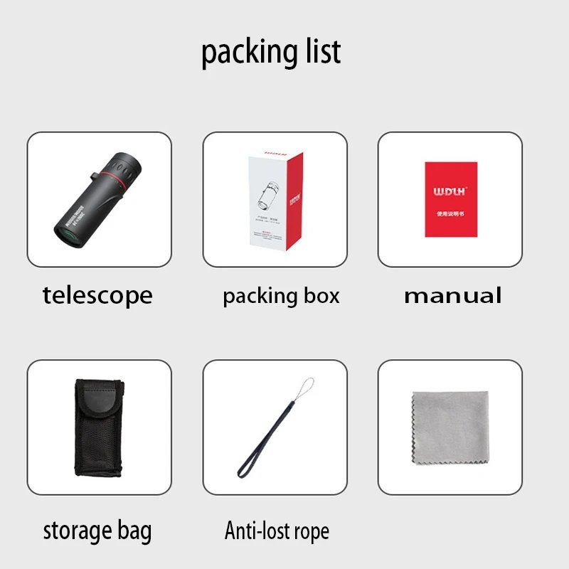 2000x24 HD Monocular Telescope Mini Portable Mobile Phone Telescope with Holder Outdoor Camping Hunting Birdwatching Telescopes