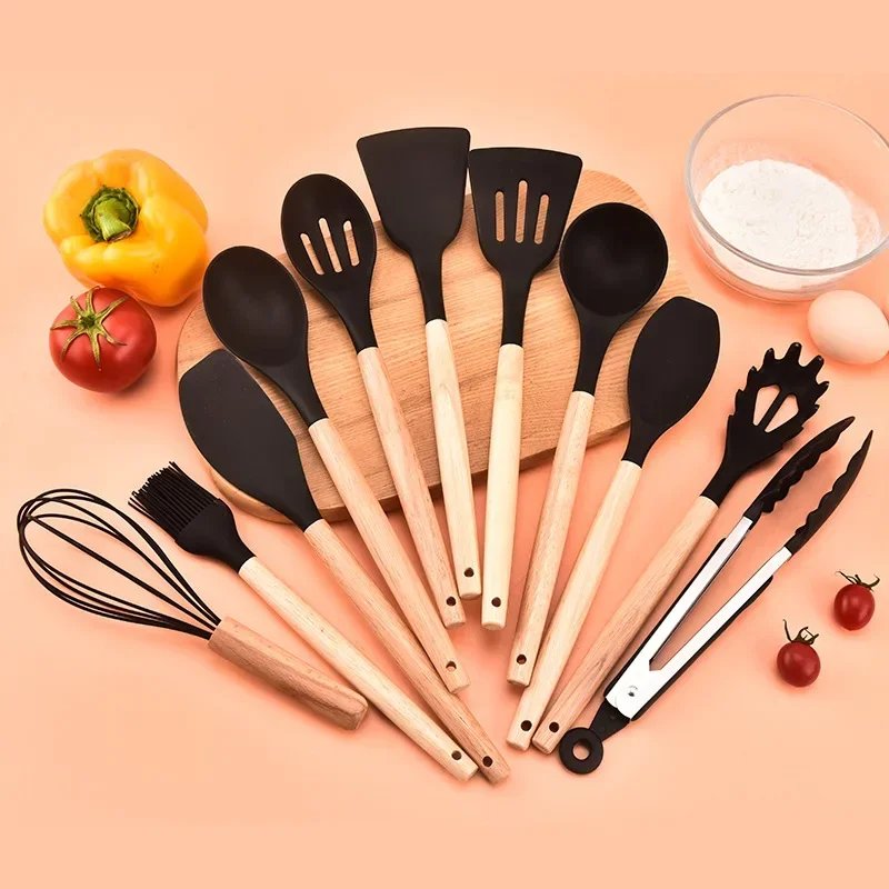 12PCS Food Grade Silicone Kitchen Cookware Utensils Turner Spatula Measuring Spoon Practical Cooking Tool Kitchenware Set 12PCS Food Grade Silicone Kitchen Cookware Utensils Turner Spatula Measuring Spoon Practical Cooking Tool Kitchenware Set