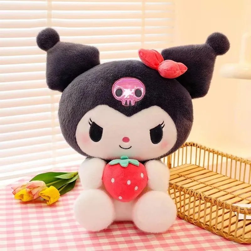 Purchase limit 1 piece 22/35cm Sanrio Strawberry Kuromi Pillow Plush Toy Girls Soft Stuffed Animal Toys Strawberry Melody Doll Gift