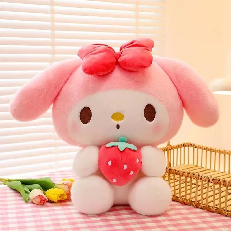 Purchase limit 1 piece 22/35cm Sanrio Strawberry Kuromi Pillow Plush Toy Girls Soft Stuffed Animal Toys Strawberry Melody Doll Gift