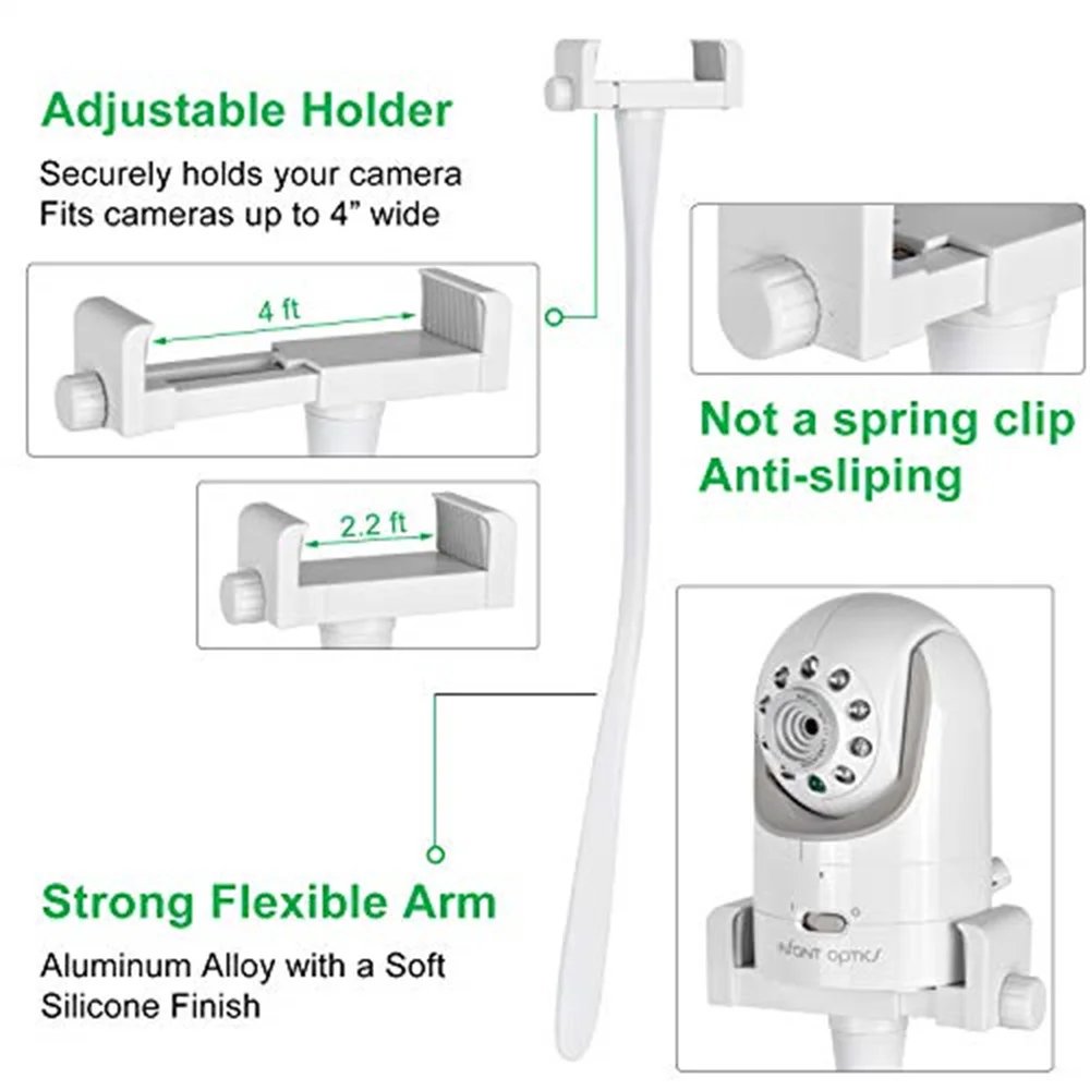 Universal Baby Monitor Bed Bracket Multifunction Camera Holder 1/4 Screw Flexible Clip Hose Camera Mount Cam Adjustable Long Arm