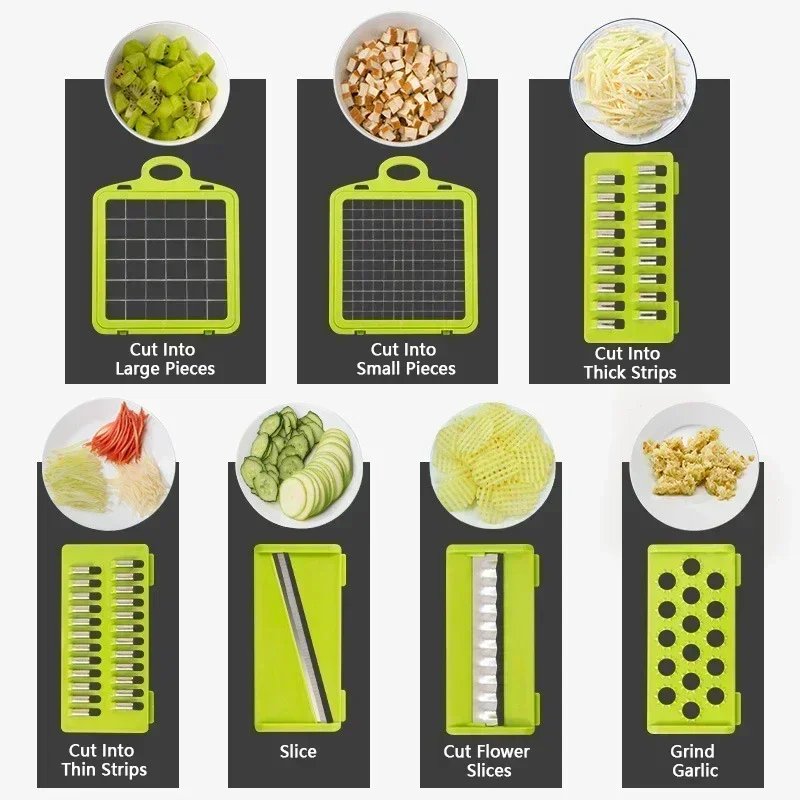 Purchase limit 1 piece Hot 14/16 in 1 Multifunctional Vegetable Chopper Slicer Shredder with Basket Fruit Slicer Potato Shredder Carrot Grind Gadgets