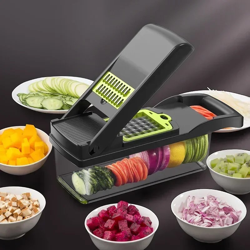 Purchase limit 1 piece Hot 14/16 in 1 Multifunctional Vegetable Chopper Slicer Shredder with Basket Fruit Slicer Potato Shredder Carrot Grind Gadgets
