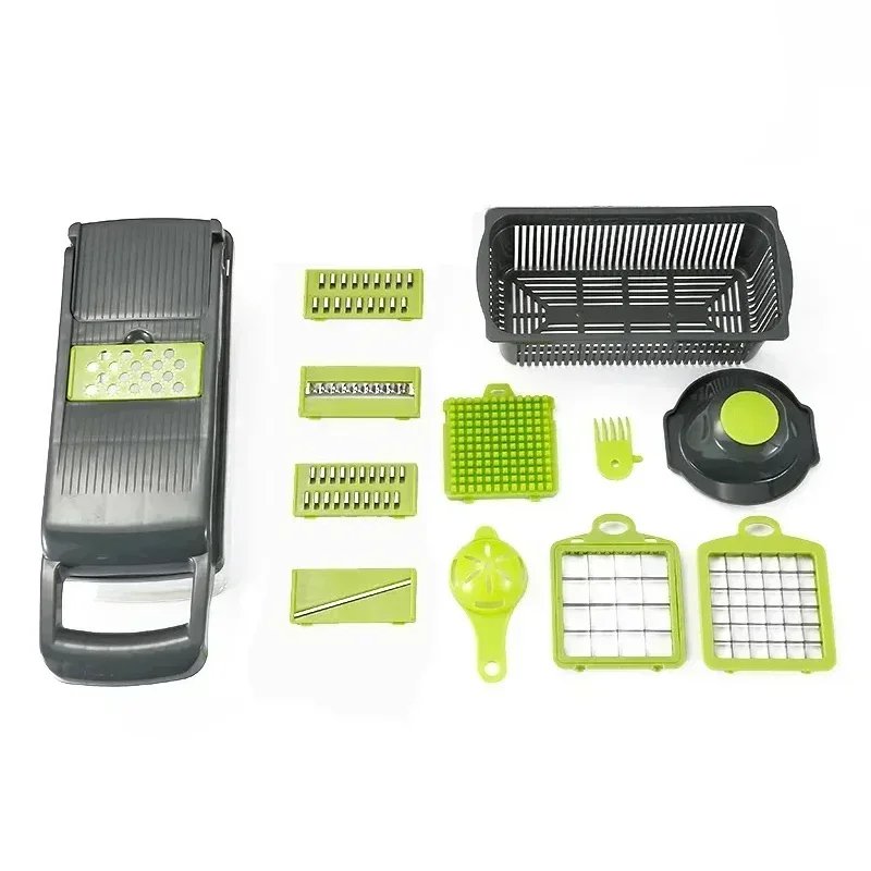 Purchase limit 1 piece Hot 14/16 in 1 Multifunctional Vegetable Chopper Slicer Shredder with Basket Fruit Slicer Potato Shredder Carrot Grind Gadgets
