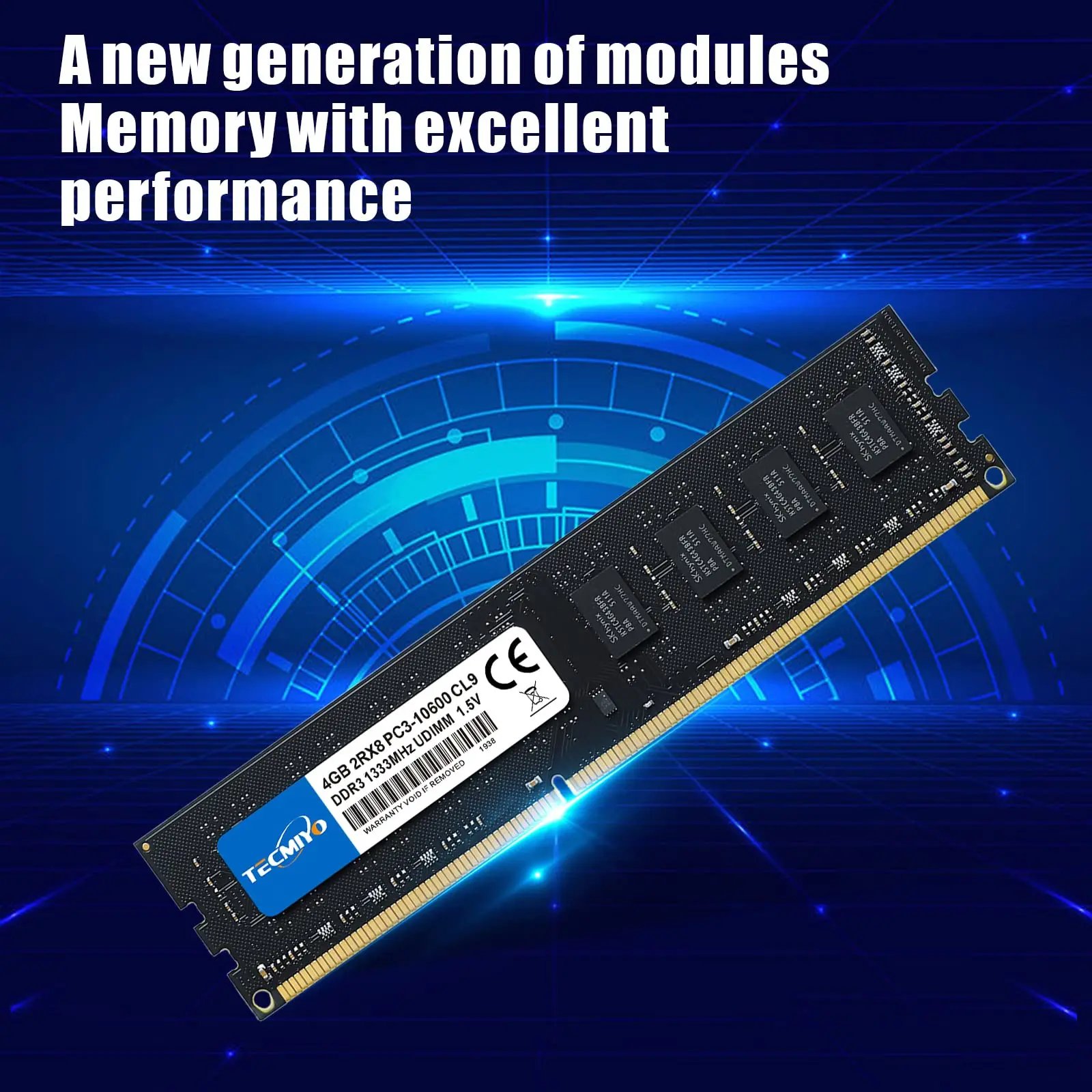 TECMIYO RAM DDR3 DDR3L 8GB 4GB DIMM for Desktop 1600 1333 Memoria 1.35V 1.5V PC3 - Black