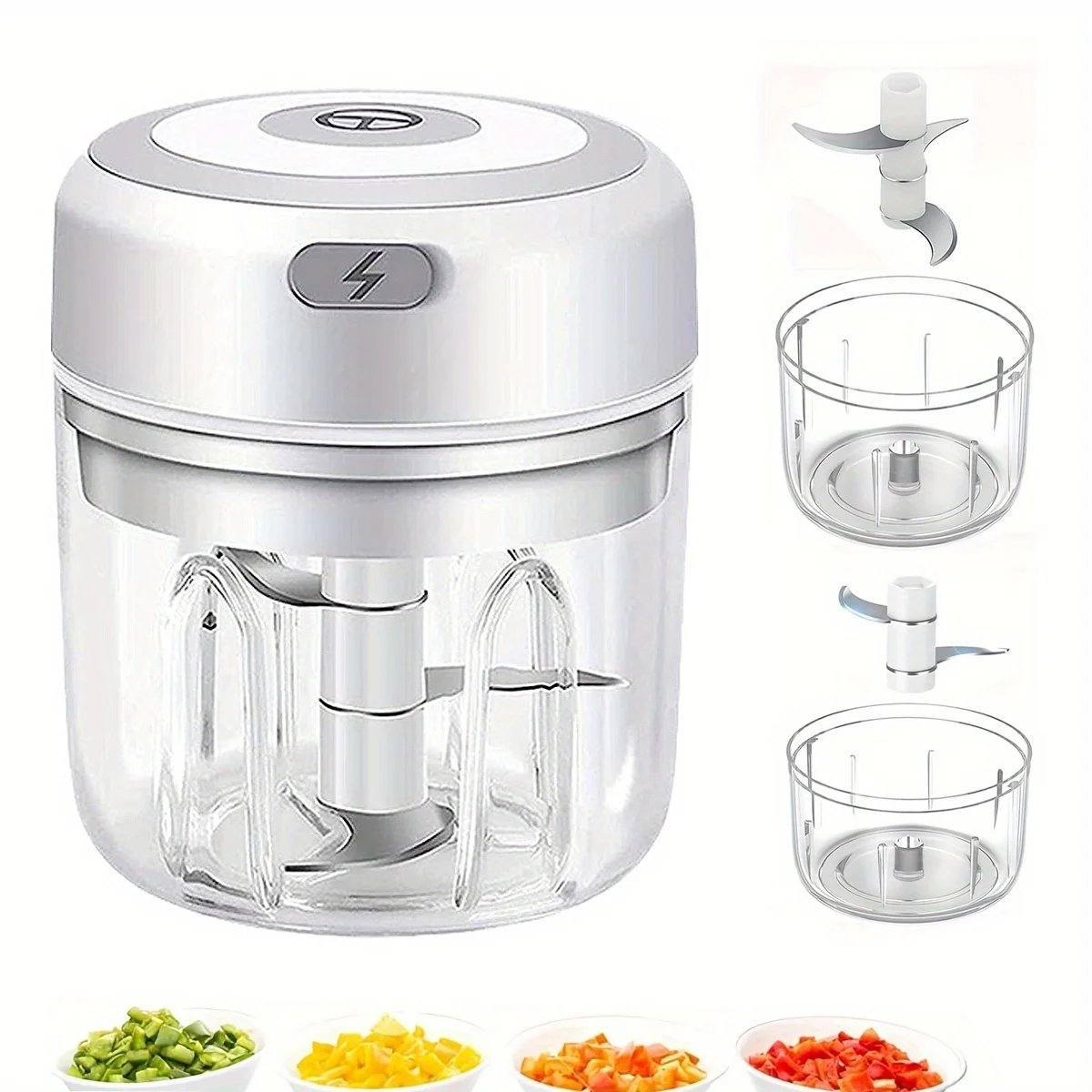 3.38/8.45oz USB Electric Mini Garlic Chopper - Powerful Meat Grinder And Vegetable Crusher For Quick And Easy Food Prep