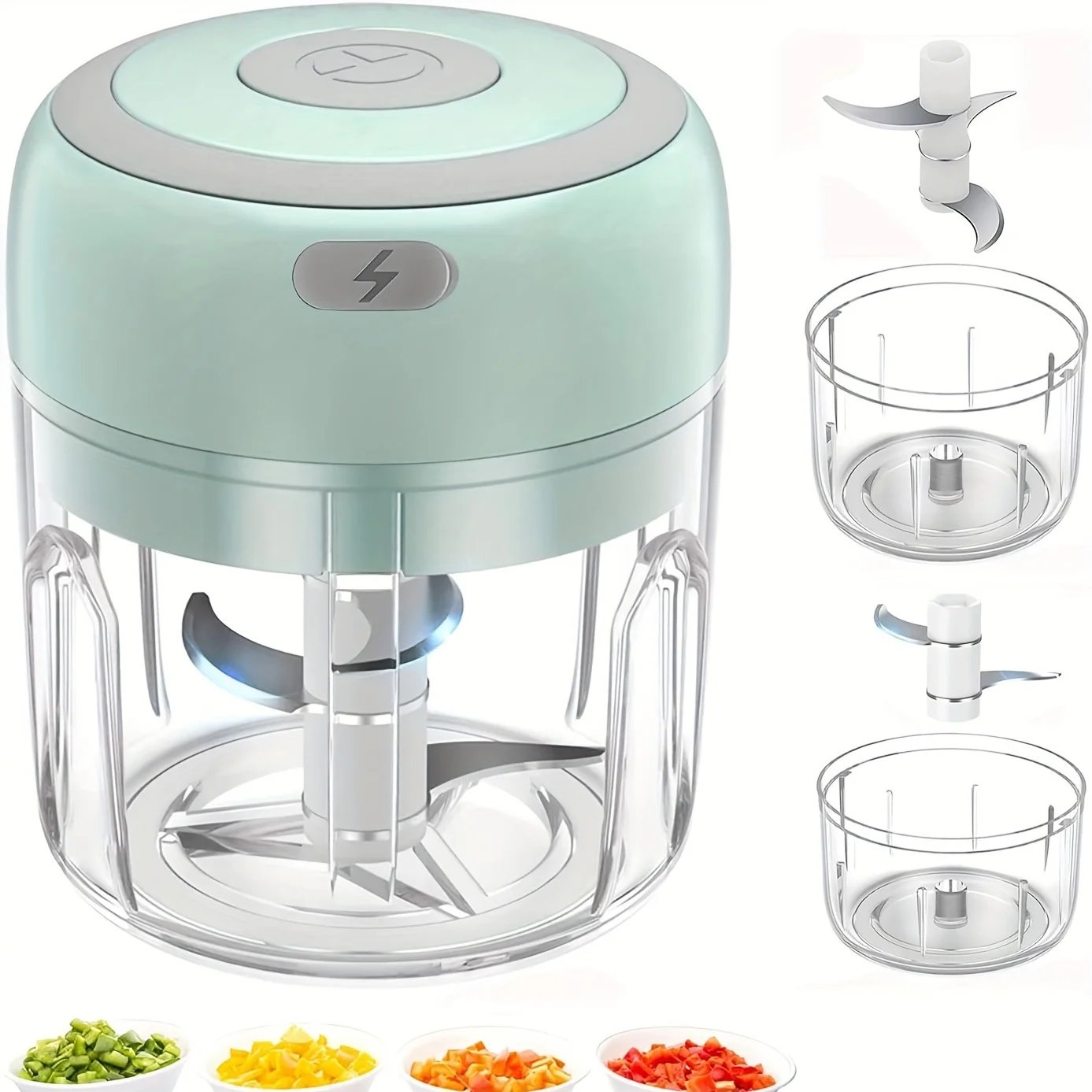 3.38/8.45oz USB Electric Mini Garlic Chopper - Powerful Meat Grinder And Vegetable Crusher For Quick And Easy Food Prep