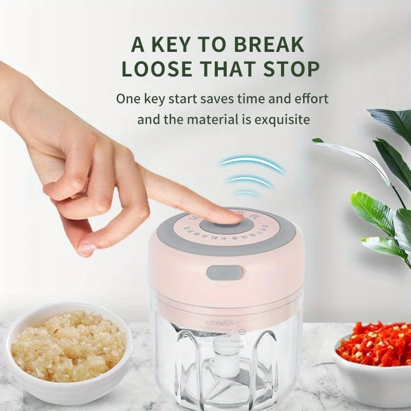 3.38/8.45oz USB Electric Mini Garlic Chopper - Powerful Meat Grinder And Vegetable Crusher For Quick And Easy Food Prep