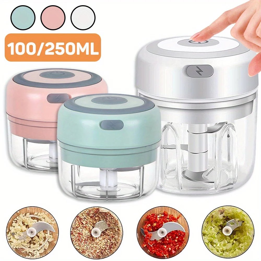 3.38/8.45oz USB Electric Mini Garlic Chopper - Powerful Meat Grinder And Vegetable Crusher For Quick And Easy Food Prep